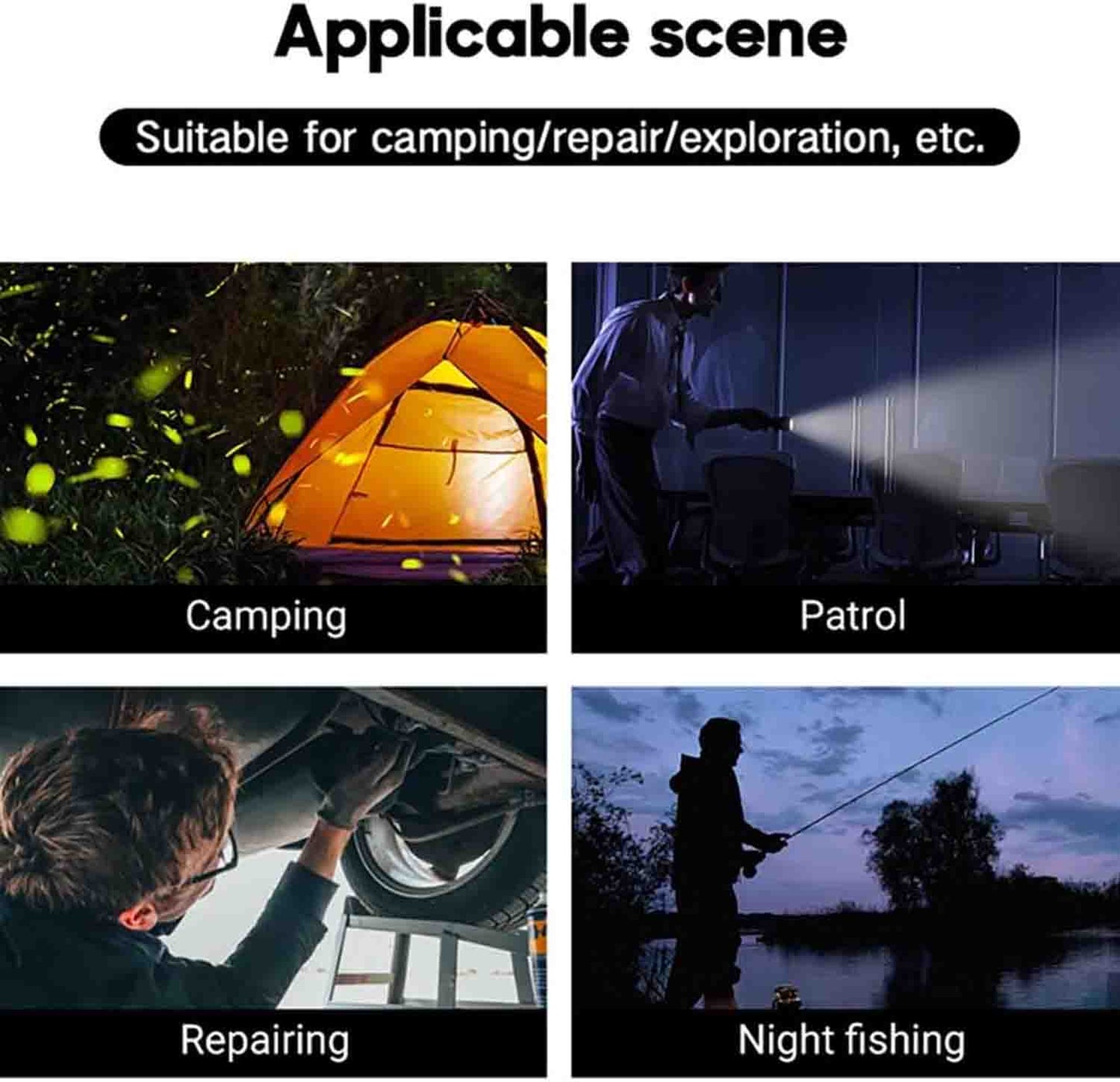 مصباح يدوي LED، قابل لإعادة الشحن عبر USB