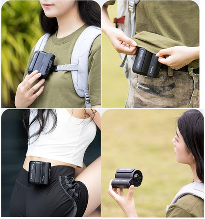 مروحة تبريد بمشبك تحت القميص، مبرد هواء محمول بمشبك، مروحة خصر محمولة قابلة لإعادة الشحن، 3 سرعات تدفق هواء قوي مروحة شخصية قابلة للارتداء بمشبك، مشبك مروحة حزام، مروحة قميص للأعمال والسفر والتخييم 