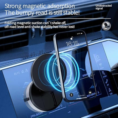 Most Powerfull Magnetic Phone Holder for Car, 360° Rotatable Phone Holder, Mini Car Phone Mount with Vacuum Suction Cup, Foldable Stand with Magnetic Ring for Mirror/Shower/Smooth Surface, for all Smartphone