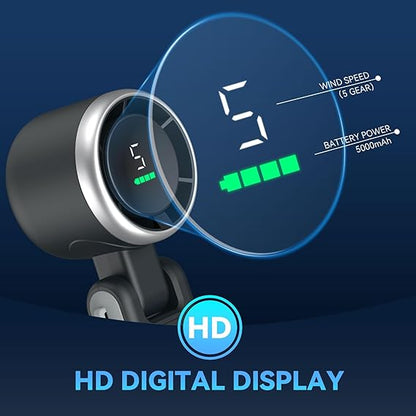 مروحة توربو محمولة باليد، مروحة يدوية بخمس سرعات، مروحة شخصية محمولة قابلة لإعادة الشحن ببطارية 5000 مللي أمبير في الساعة، مروحة جيب تعمل لمدة 20 ساعة، مروحة يدوية 3 في 1، مروحة محمولة للسفر/الأنشطة الخارجية/الداخلية 