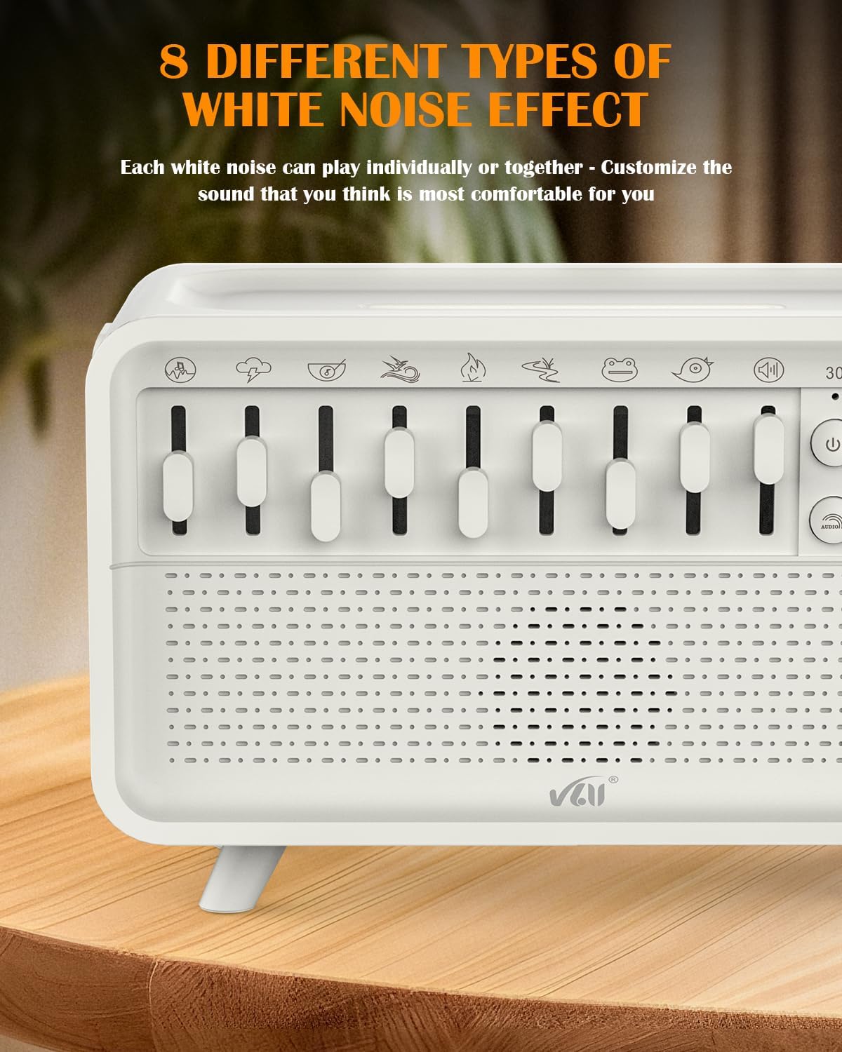 جهاز نشر صوت الضوضاء البيضاء، موزع زيوت عطرية للمنزل، مرطب هواء مع 8 تأثيرات ضوضاء بيضاء وإضاءة ليلية LED، مكبر صوت، مؤقت، تصميم قابس 