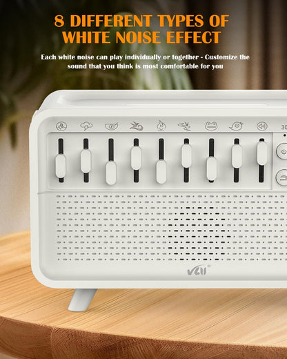 جهاز نشر صوت الضوضاء البيضاء، موزع زيوت عطرية للمنزل، مرطب هواء مع 8 تأثيرات ضوضاء بيضاء وإضاءة ليلية LED، مكبر صوت، مؤقت، تصميم قابس 
