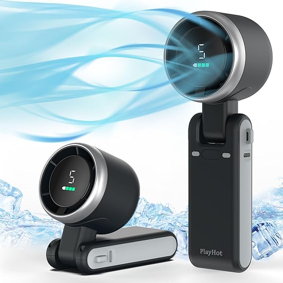 مروحة توربو محمولة باليد، مروحة يدوية بخمس سرعات، مروحة شخصية محمولة قابلة لإعادة الشحن ببطارية 5000 مللي أمبير في الساعة، مروحة جيب تعمل لمدة 20 ساعة، مروحة يدوية 3 في 1، مروحة محمولة للسفر/الأنشطة الخارجية/الداخلية 