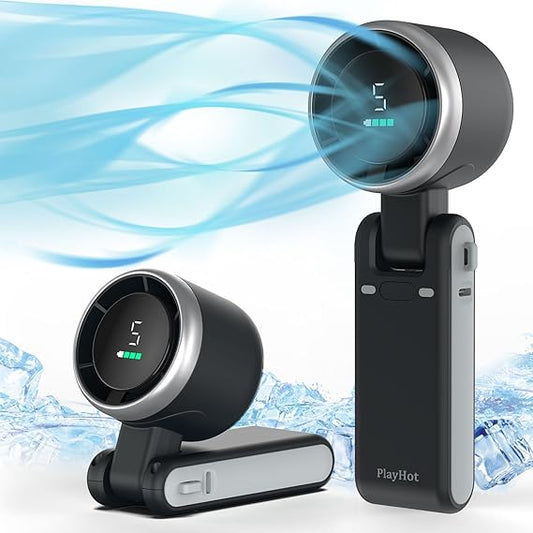 مروحة توربو محمولة باليد، مروحة يدوية بخمس سرعات، مروحة شخصية محمولة قابلة لإعادة الشحن ببطارية 5000 مللي أمبير في الساعة، مروحة جيب تعمل لمدة 20 ساعة، مروحة يدوية 3 في 1، مروحة محمولة للسفر/الأنشطة الخارجية/الداخلية 