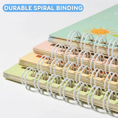 كتاب الكتابة السحرية - مجموعة من 4 كتب قابلة لإعادة الاستخدام لممارسة الكتابة اليدوية باستخدام حبر قابل للاختفاء 