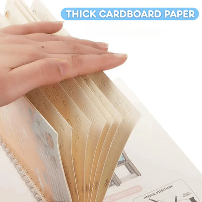 كتاب الكتابة السحرية - مجموعة من 4 كتب قابلة لإعادة الاستخدام لممارسة الكتابة اليدوية باستخدام حبر قابل للاختفاء 